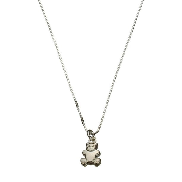 Rhodium-plated 925 Silver Teddy Bear Pendant with 16 Necklace Jewels Obsession Teddy Bear Necklace 
